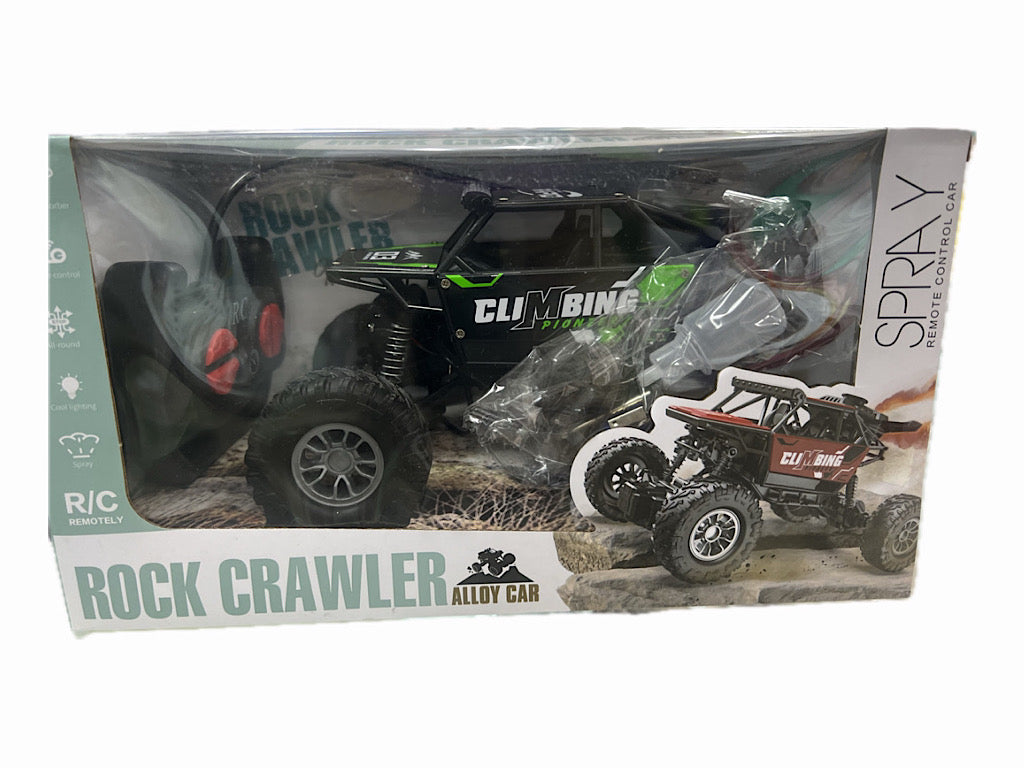 Remote-controlled, rechargeable and smoke-producing off-road car toy