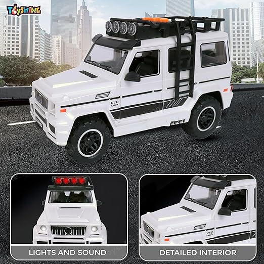 Off-Road SUV Friction Car with Lights, Sounds & Opening Doors – Push & Go Adventure Vehicle