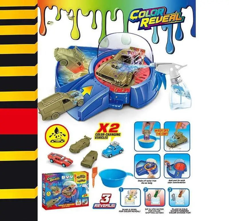 Color Change Car Wash Track Playset – Water Reveal Racing Set with 2 Color-Changing Die-Cast Cars