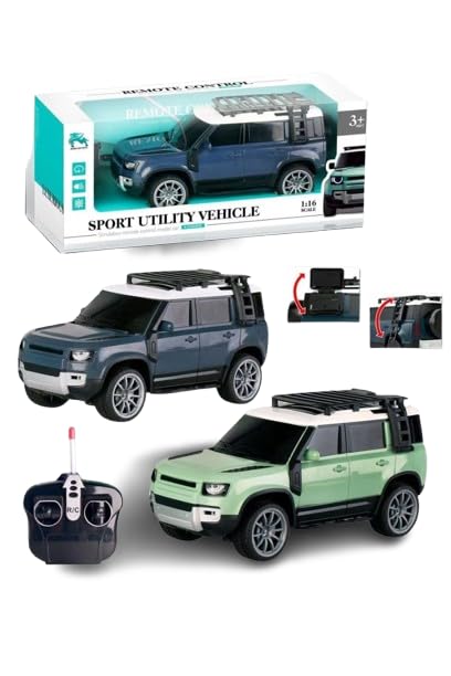 KIROQ Remote Control Defender 1:16 Scale Model Land Rover Rechargeable Car with Light, Green, Blue