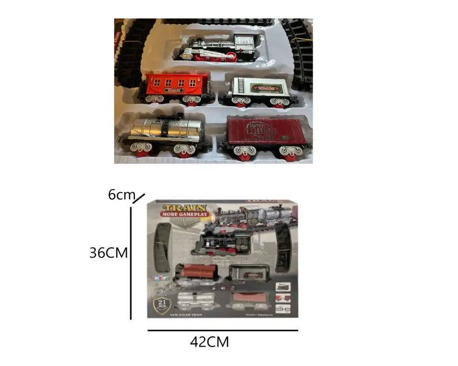 Toy Steam Train set with Tracks in 21 Pieces