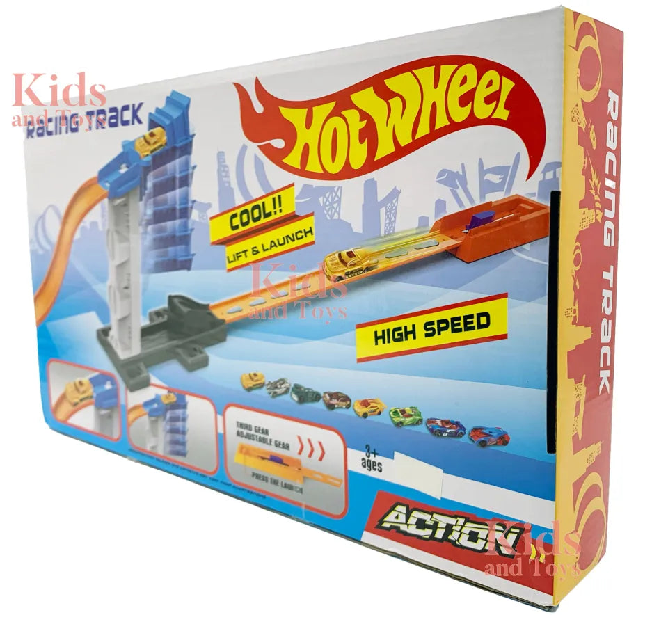 LAUNCH & LIFT! Hot Wheels Vehicle Cars Parking Garage Set Action Racing Track with Launcher Kids