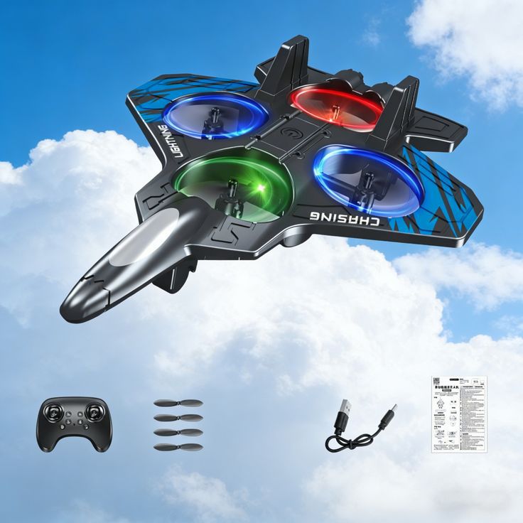 Speed Cyclone RC Aircraft Drone with 360° Flips, LED Lights & Remote Control