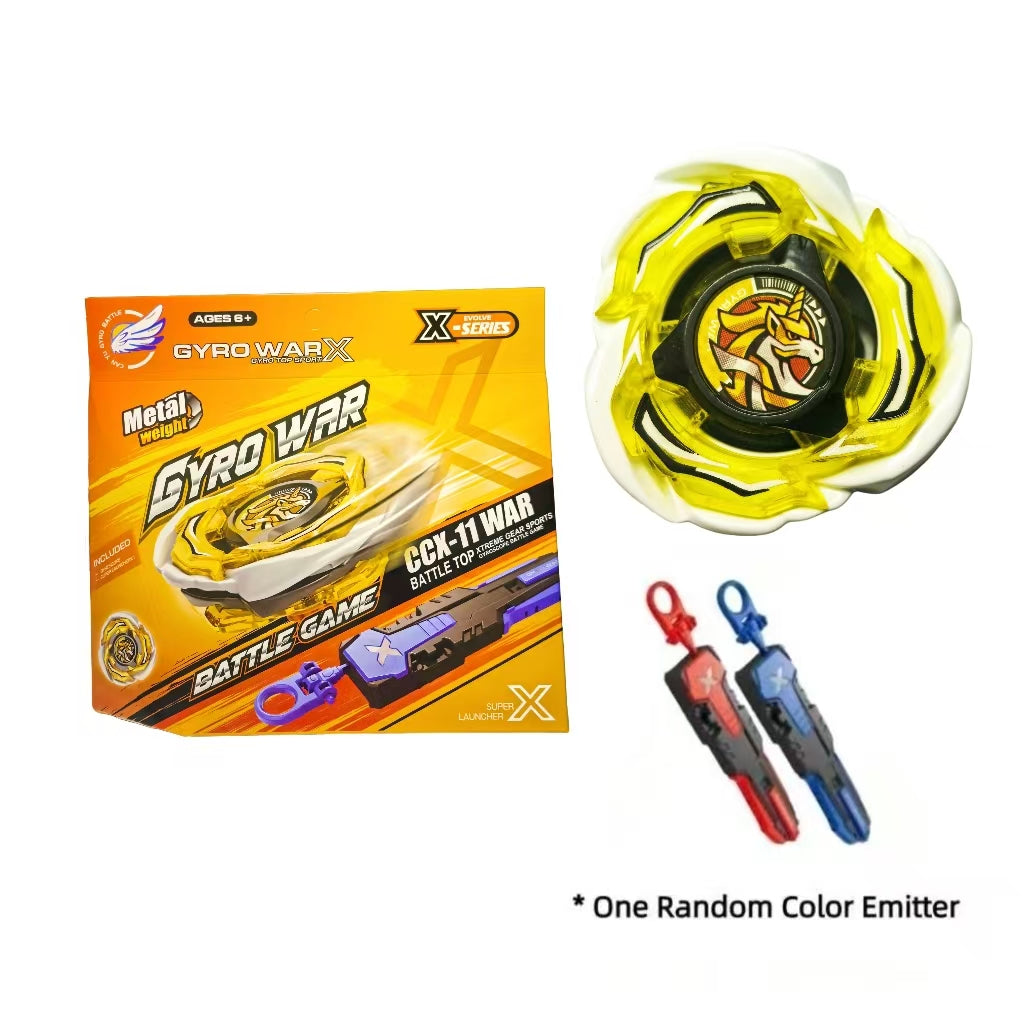Gyro War X-Series CCX-11 Metal Weight Battle Top – Spinning Gyro with Super Launcher