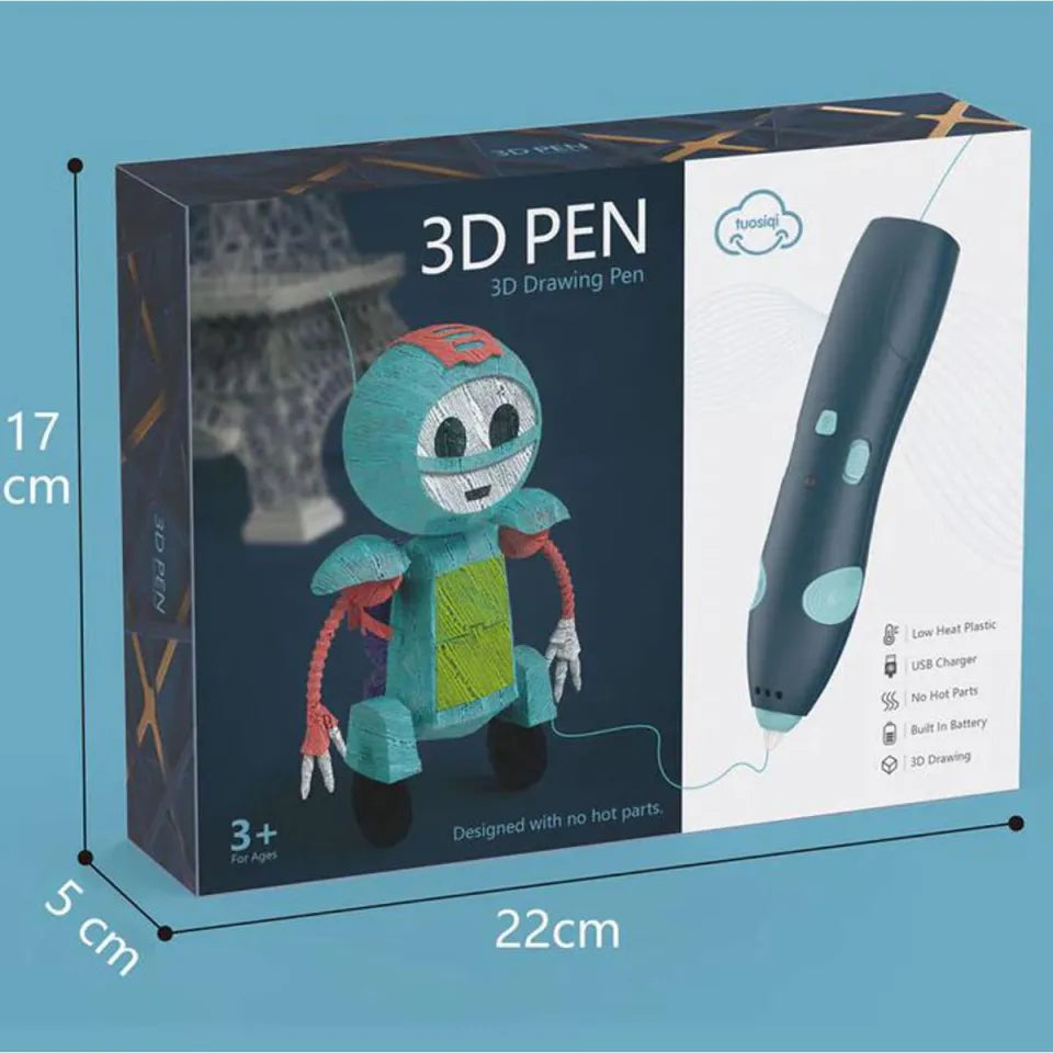 3D Pen for 3D Printing, Drawing Pen, USB 3D pen plus with safe filament, Creative Learning for Children Kids as Toys, DIY Arts & Crafts Boy Girls