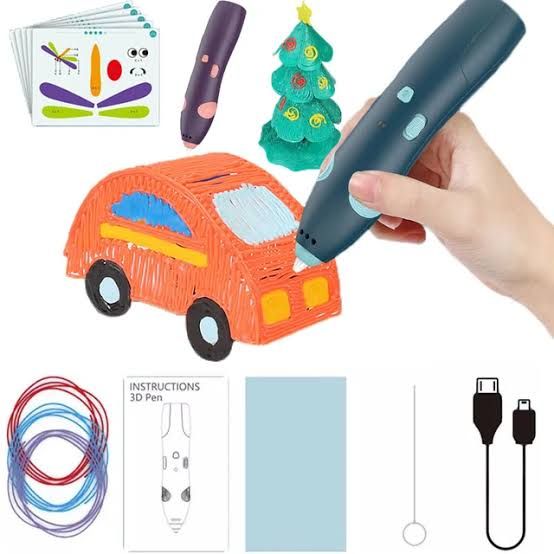 3D Pen for 3D Printing, Drawing Pen, USB 3D pen plus with safe filament, Creative Learning for Children Kids as Toys, DIY Arts & Crafts Boy Girls
