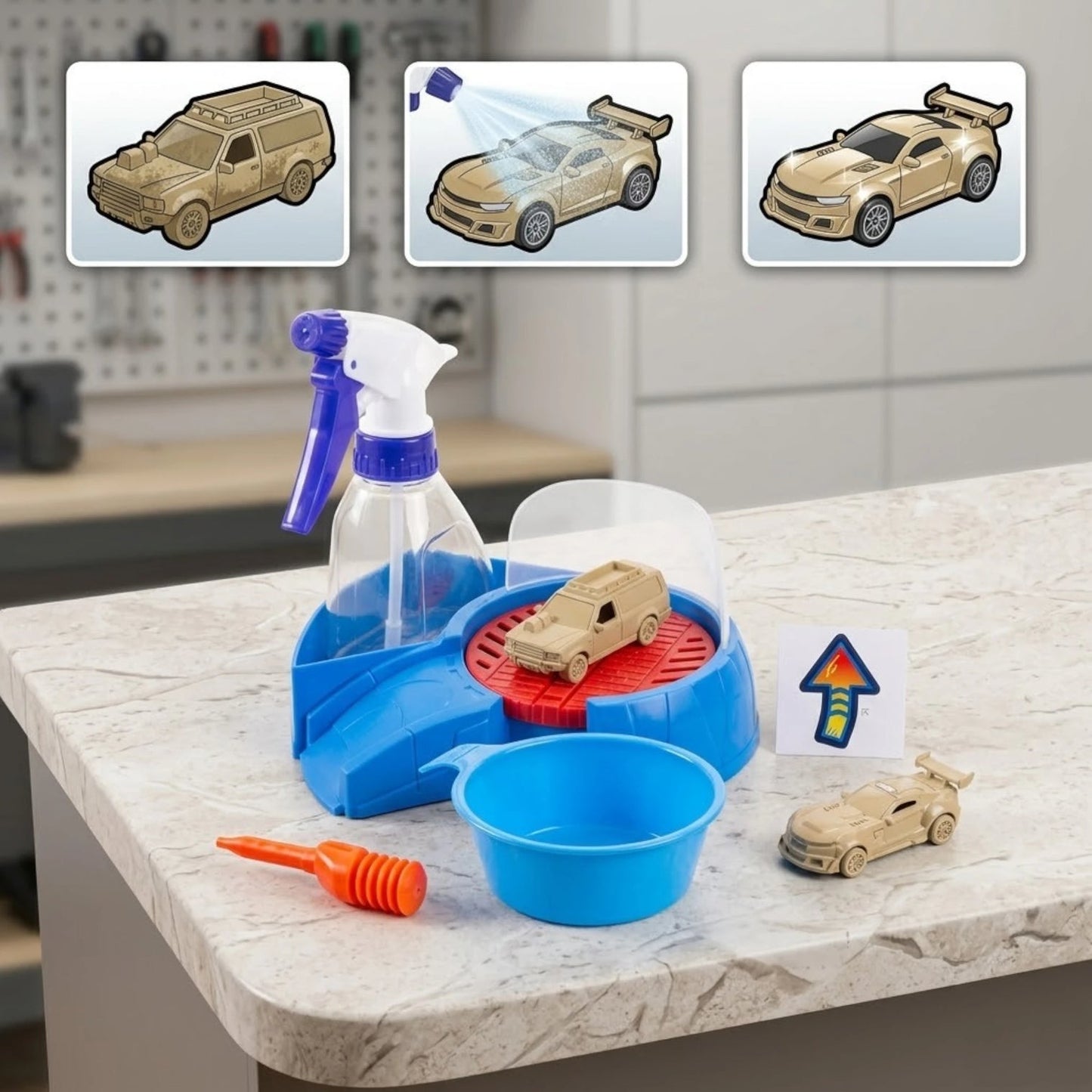 Color Change Car Wash Track Playset – Water Reveal Racing Set with 2 Color-Changing Die-Cast Cars