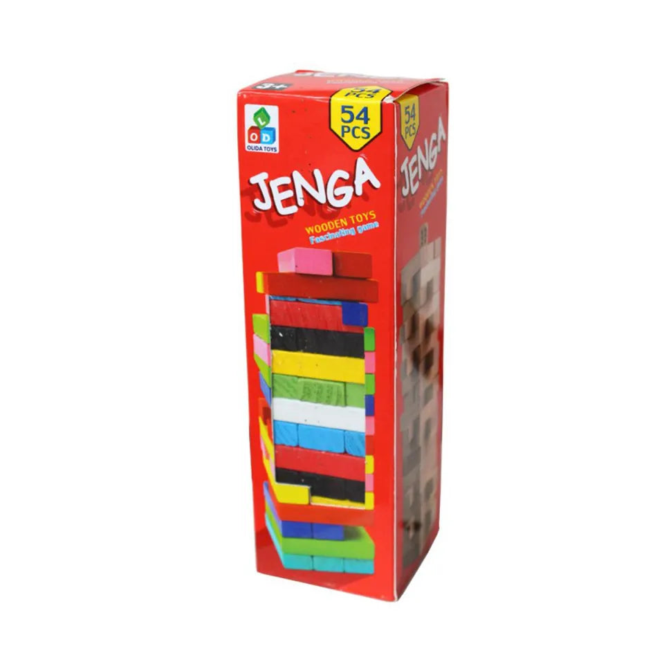 Wood Block 54 pcs Colored Tower Mini Jenga Stacko Game