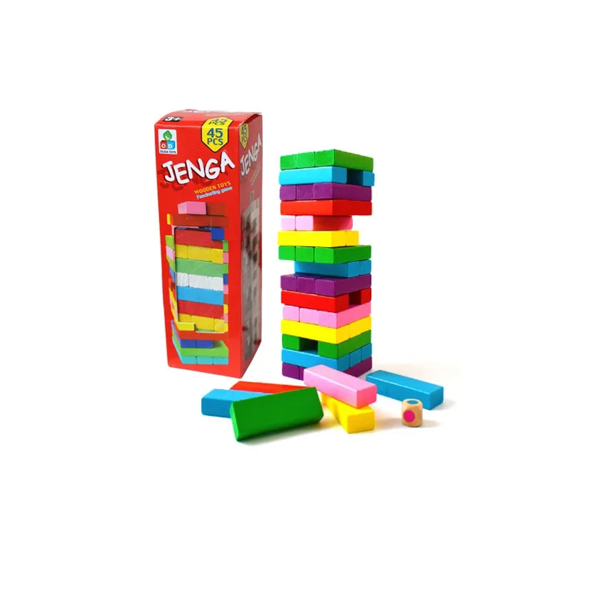 Wood Block 54 pcs Colored Tower Mini Jenga Stacko Game