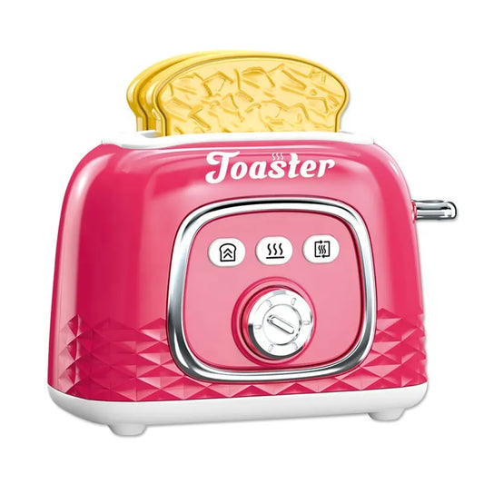 Toy toaster and gas stove, children's household appliances