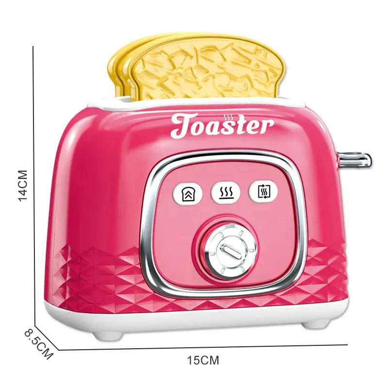 Toy toaster and gas stove, children's household appliances