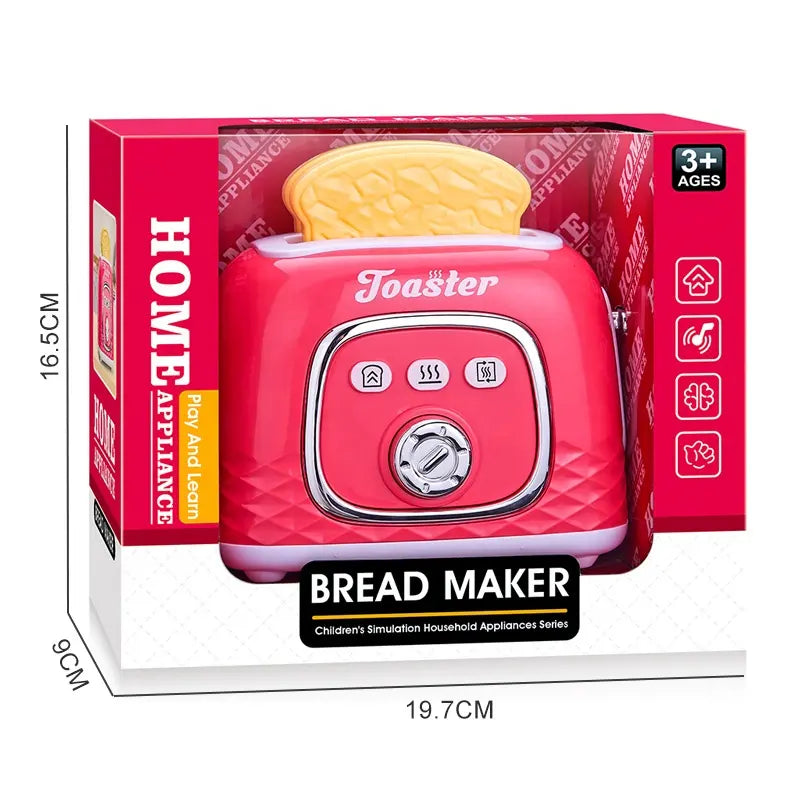 Toy toaster and gas stove, children's household appliances