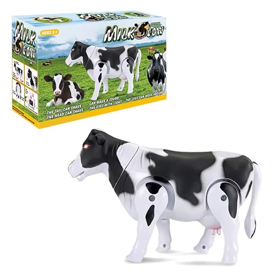 Battery Operated Walking Cow Toy with Light, Sound & Movement – Educational Kids Toy (Age 3+)