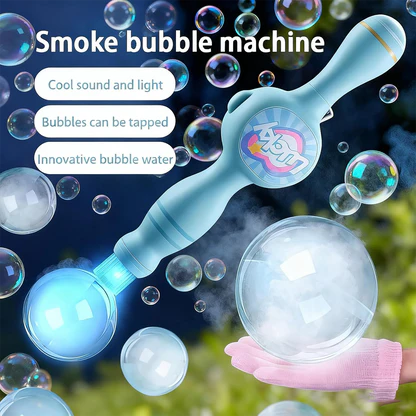 Elastic Smoke Bubble Wand – Magic Smoke Bubble Machine with Fog Bubbles, Gloves & Bubble Solution