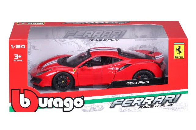 Official Licensed Ferrari 488 Pista 1:24 Die-Cast Model Car by Bburago – Red