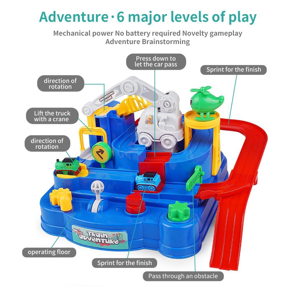 Train Adventure Toy | City Rescue Preschool Toy | Vehicle Puzzle Car Track Playsets for Toddlers (Train Adventure)