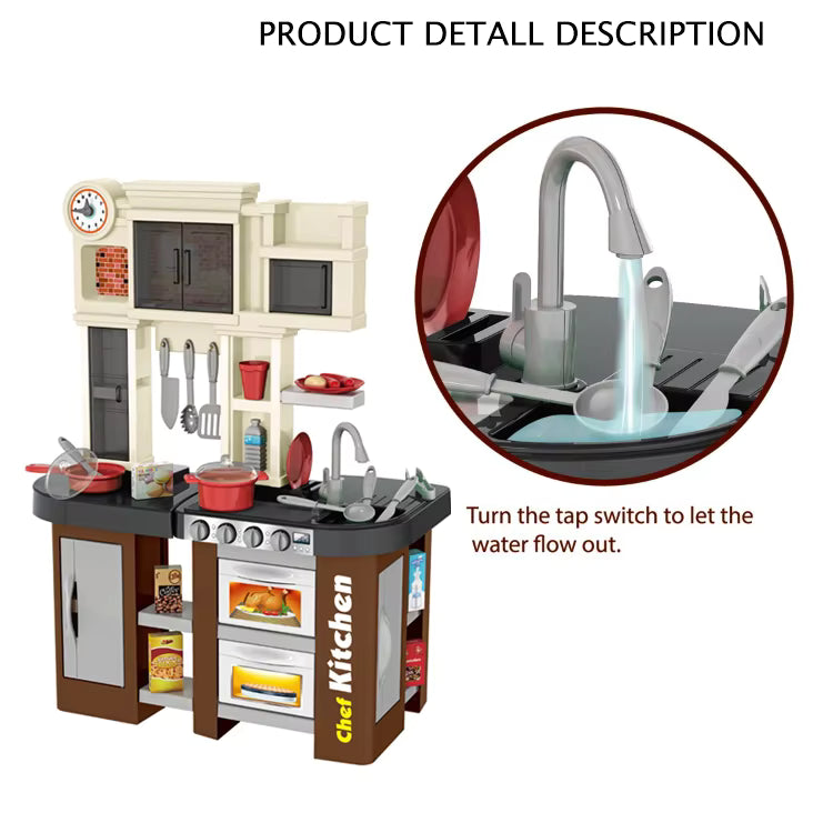 Talented Chef Kids Kitchen Play Set with Running Water, Lights & Sounds | 58 Pieces Pretend Play Kitchen (Model 922-102)