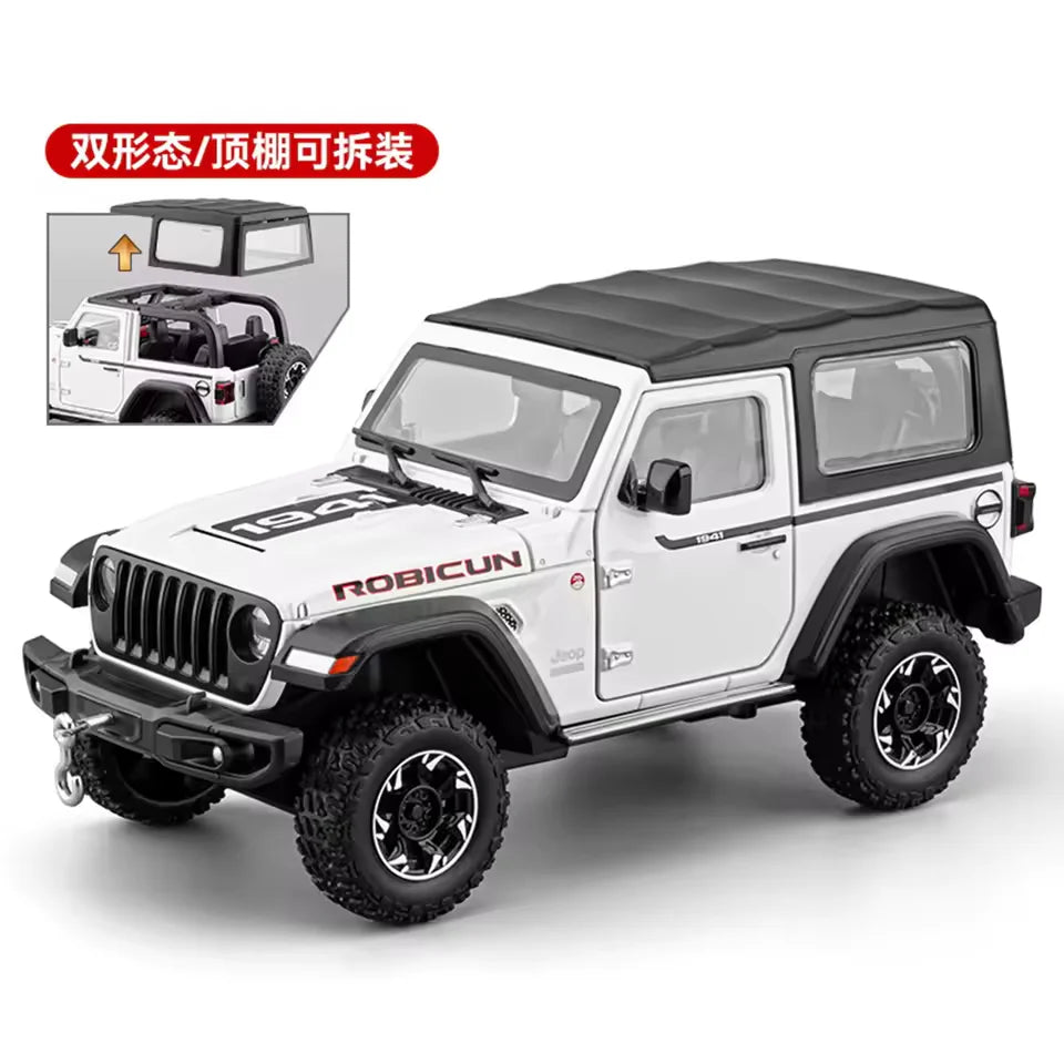 Jeep Wrangler Rubicon 1:24 Die-Cast Model Car with Lights, Sounds, Pull-Back Action & Tow Hook