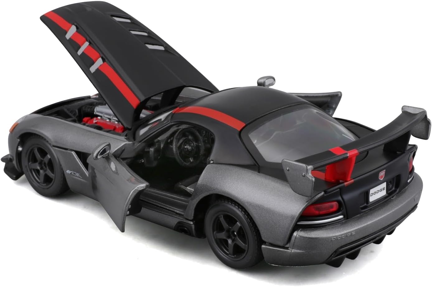 Official Licensed Dodge Viper SRT-10 ACR 1:24 Die-Cast Model Car by Bburago – Gray with Red Stripes