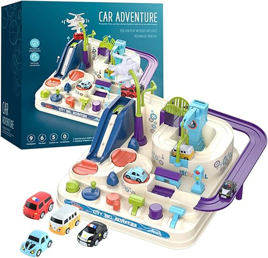 Car Adventure Toys, City Rescue Preschool Toy, Educational Toys for Kids, Race Tracks for Boys, Parent-Child Interactive Race Car Track