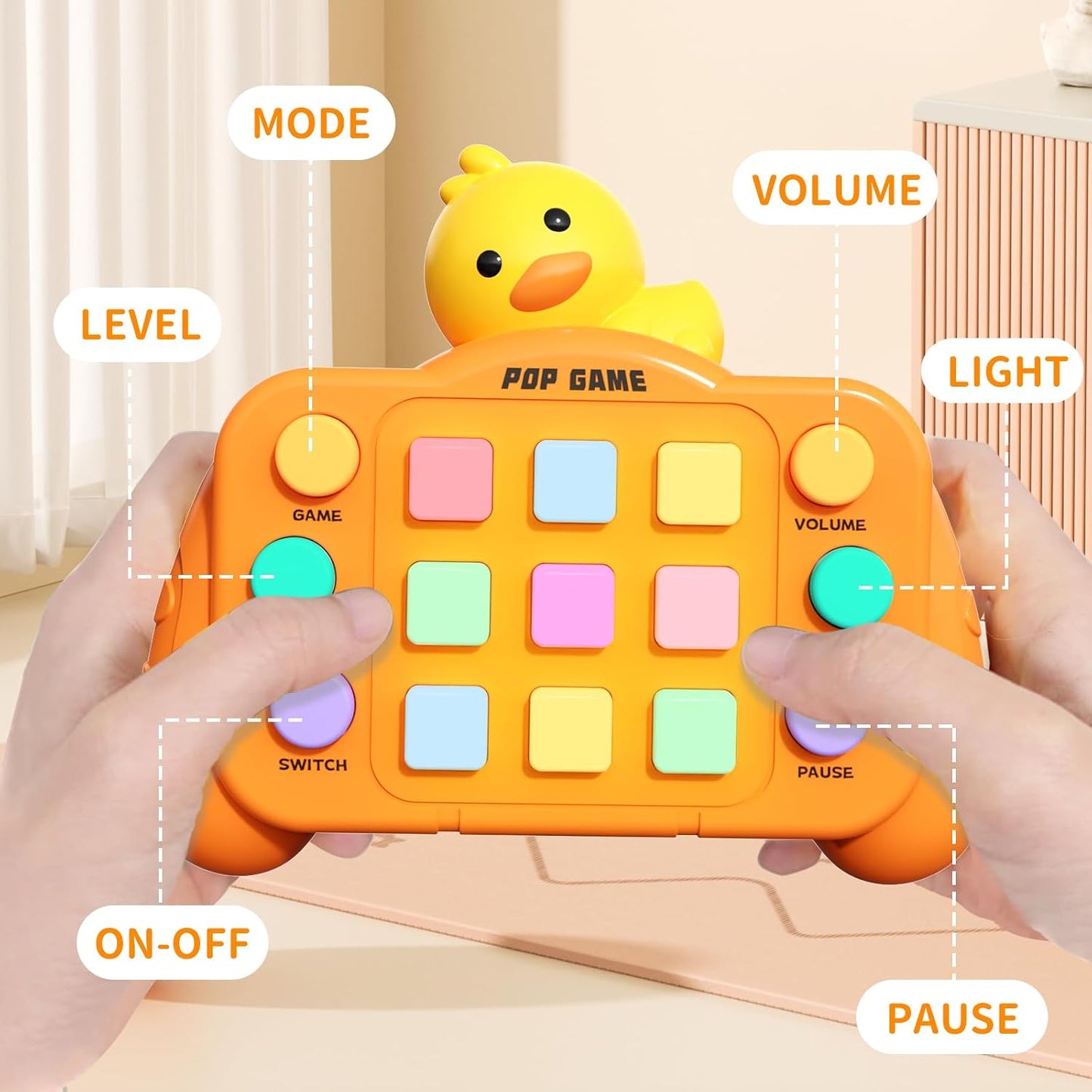 Fast Push Pop Game Console – Handheld Light-Up Fidget Toy with 6 Modes for Kids