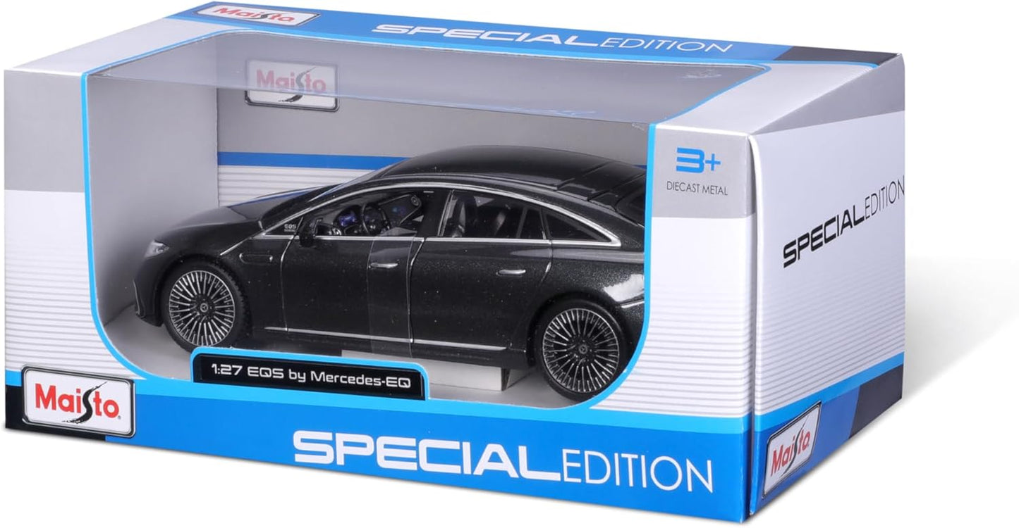 Officially Licensed Mercedes-Benz EQS 1:27 Diecast Model Car by Maisto | Special Edition Metal Collectible (Blue Metallic)