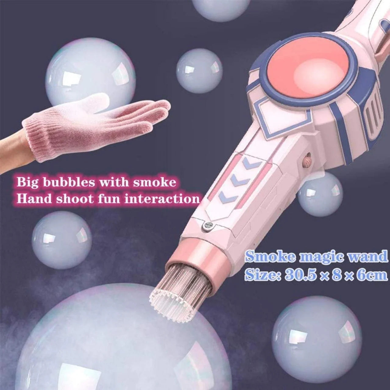 Elastic Smoke Bubble Wand – Magic Smoke Bubble Machine with Fog Bubbles, Gloves & Bubble Solution