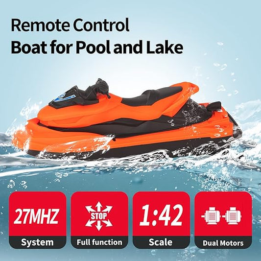 RC Boat for Kids, Remote Control Boats for Pool and Lake,Waterproof/Replaceable Battery, Motorized Pool Float Water Toys,Jet Ski Pool Toys for Kids Ages 4-8 8-12,