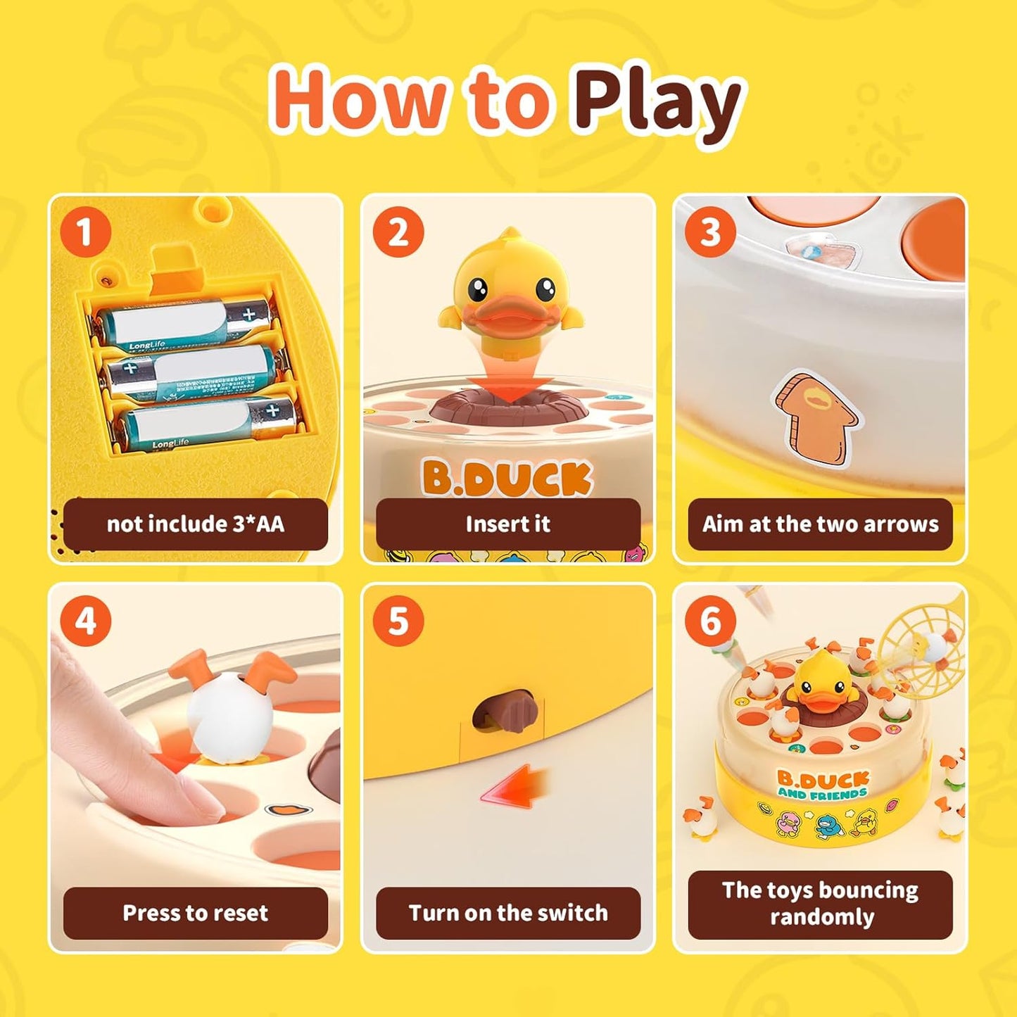 Electric Bouncing Duck Catch Game – Interactive 2-Player Reflex Toy Set for Kids 3+