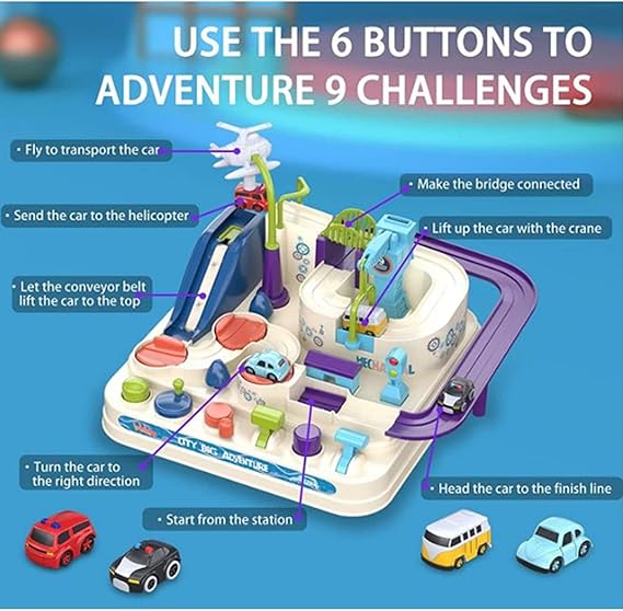 Car Adventure Toys, City Rescue Preschool Toy, Educational Toys for Kids, Race Tracks for Boys, Parent-Child Interactive Race Car Track