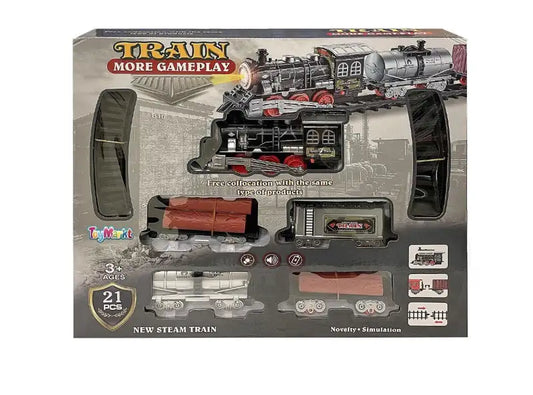 Classical Simulation Moving New Steam Train with Track Play Set 48/PCS Light Sound Battery Operated Novelty Train Set