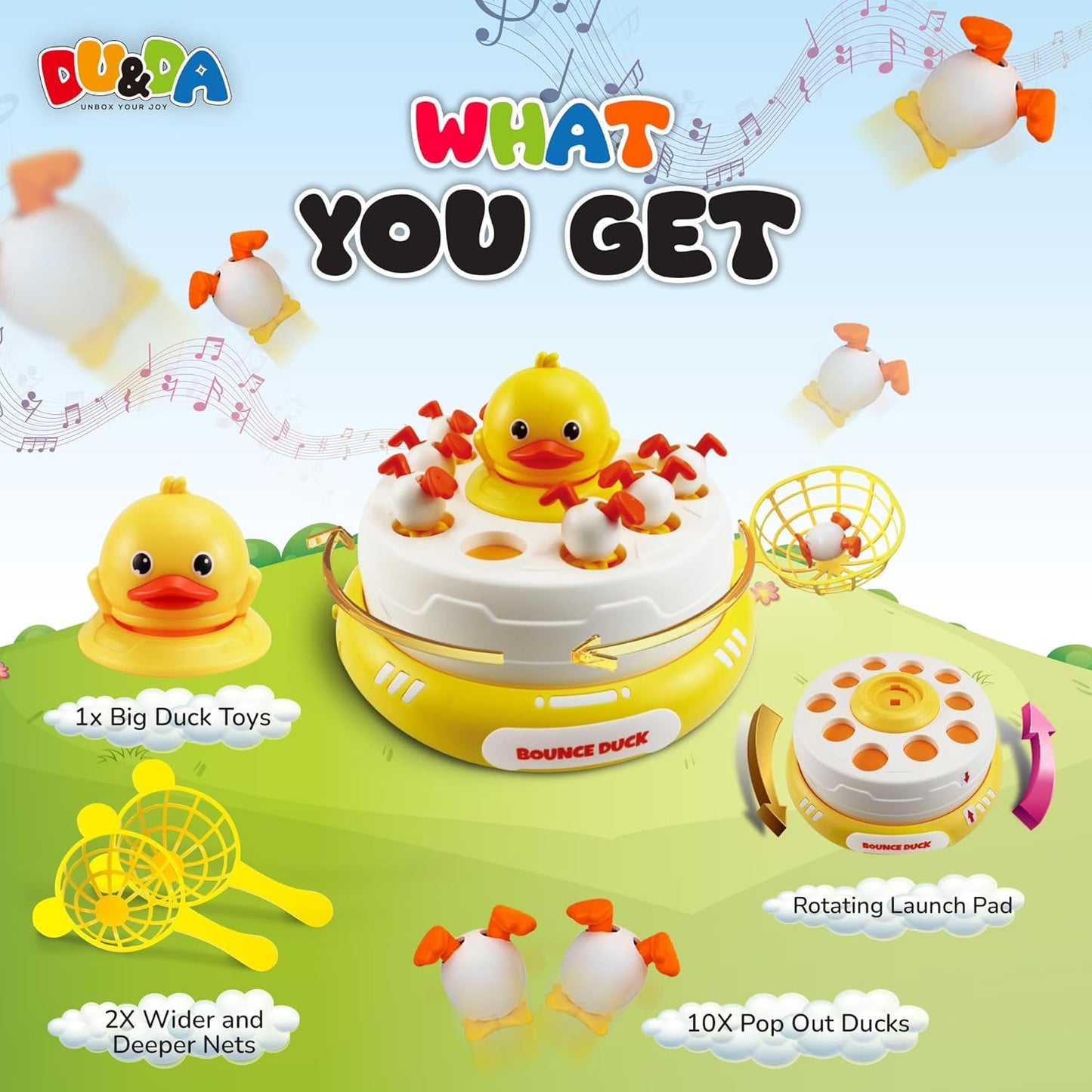 Electric Bouncing Duck Catch Game – Interactive 2-Player Reflex Toy Set for Kids 3+