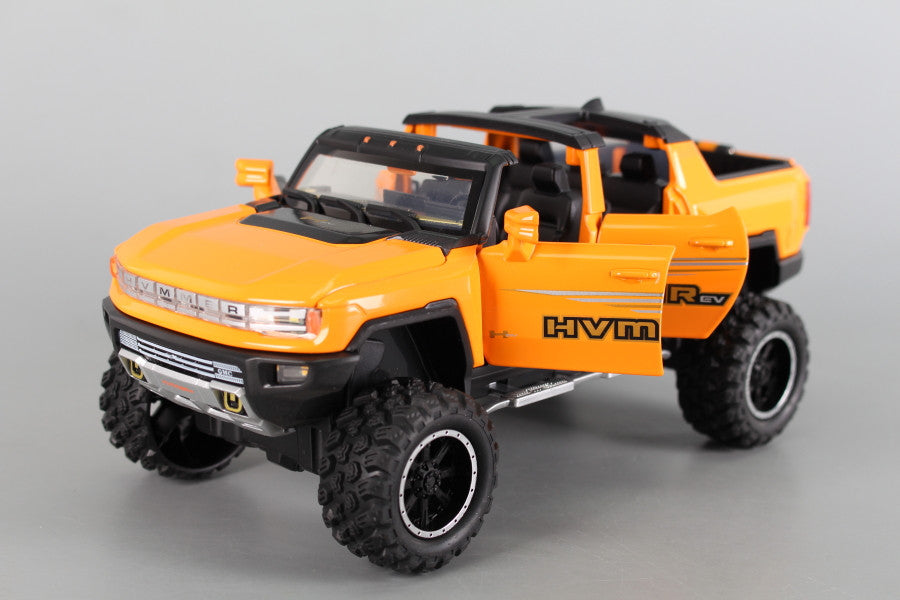 Metal pickup truck with sound, light and opening doors (1:24) - PULL BACK