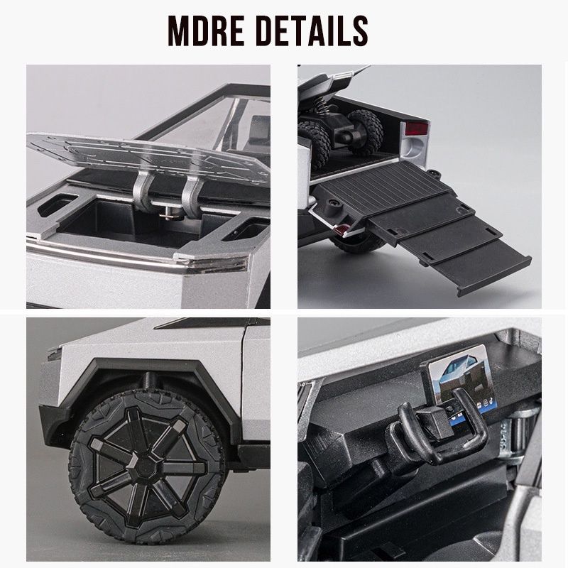 1:24 Scale Cybertruck Model Toy Pull Back Pick-Up Truck with Sound and Light Without Box