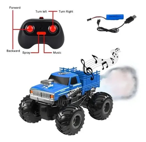 RC Spray Off-Road Monster Truck – Rock Crawler Remote Control Car with LED Lights