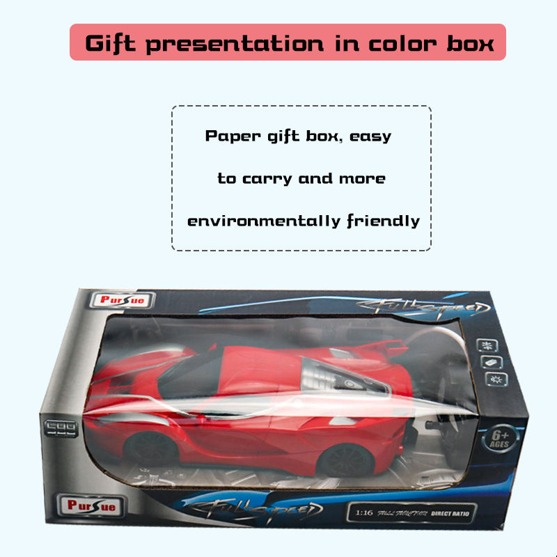 1:16 High-Speed Black/Blue RC Racing Car – 2.4GHz 4-Channel Remote Control Car with LED Lights