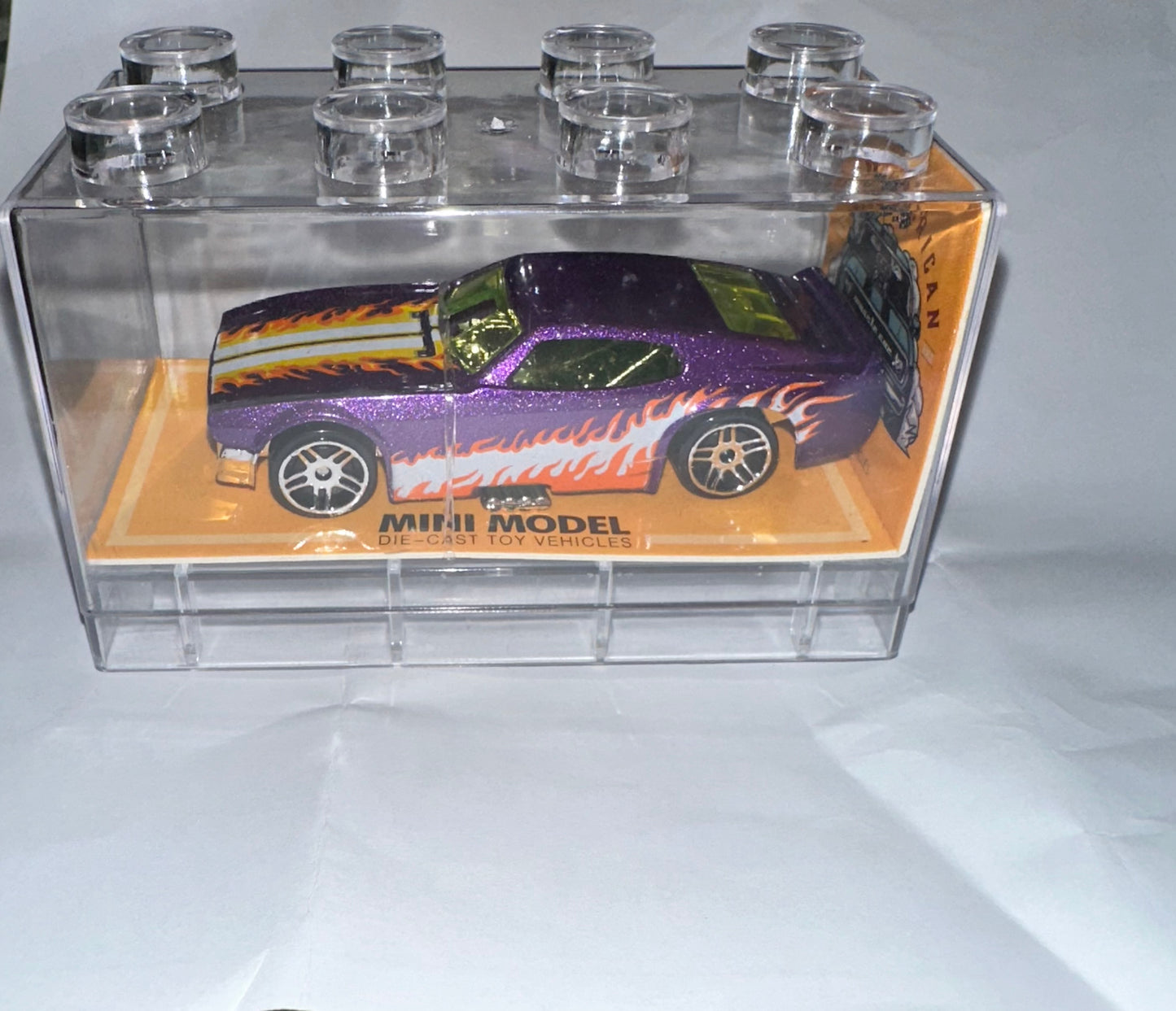 Assorted Die-Cast Cars in LEGO-Style Stackable Clear Display Case – High Detail Collectible Showroom & Room Decor Model Set