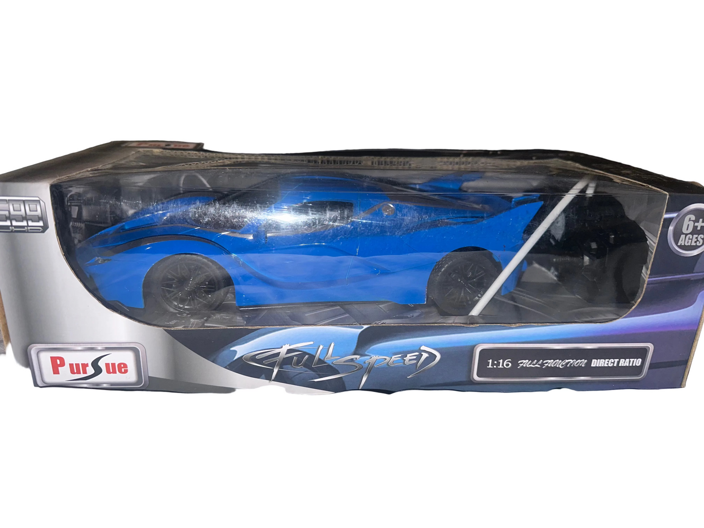1:16 High-Speed Black/Blue RC Racing Car – 2.4GHz 4-Channel Remote Control Car with LED Lights