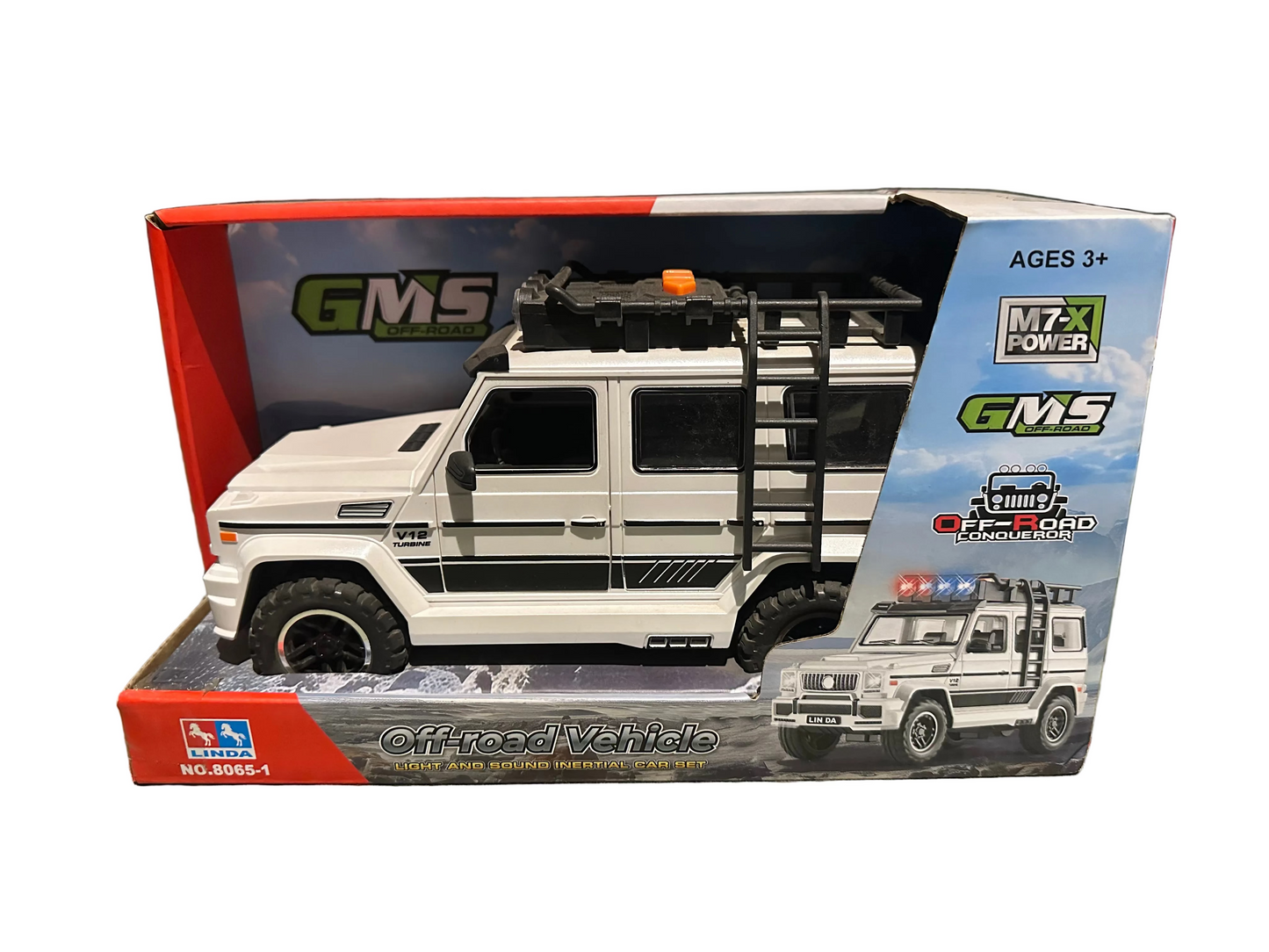 Off-Road SUV Friction Car with Lights, Sounds & Opening Doors – Push & Go Adventure Vehicle