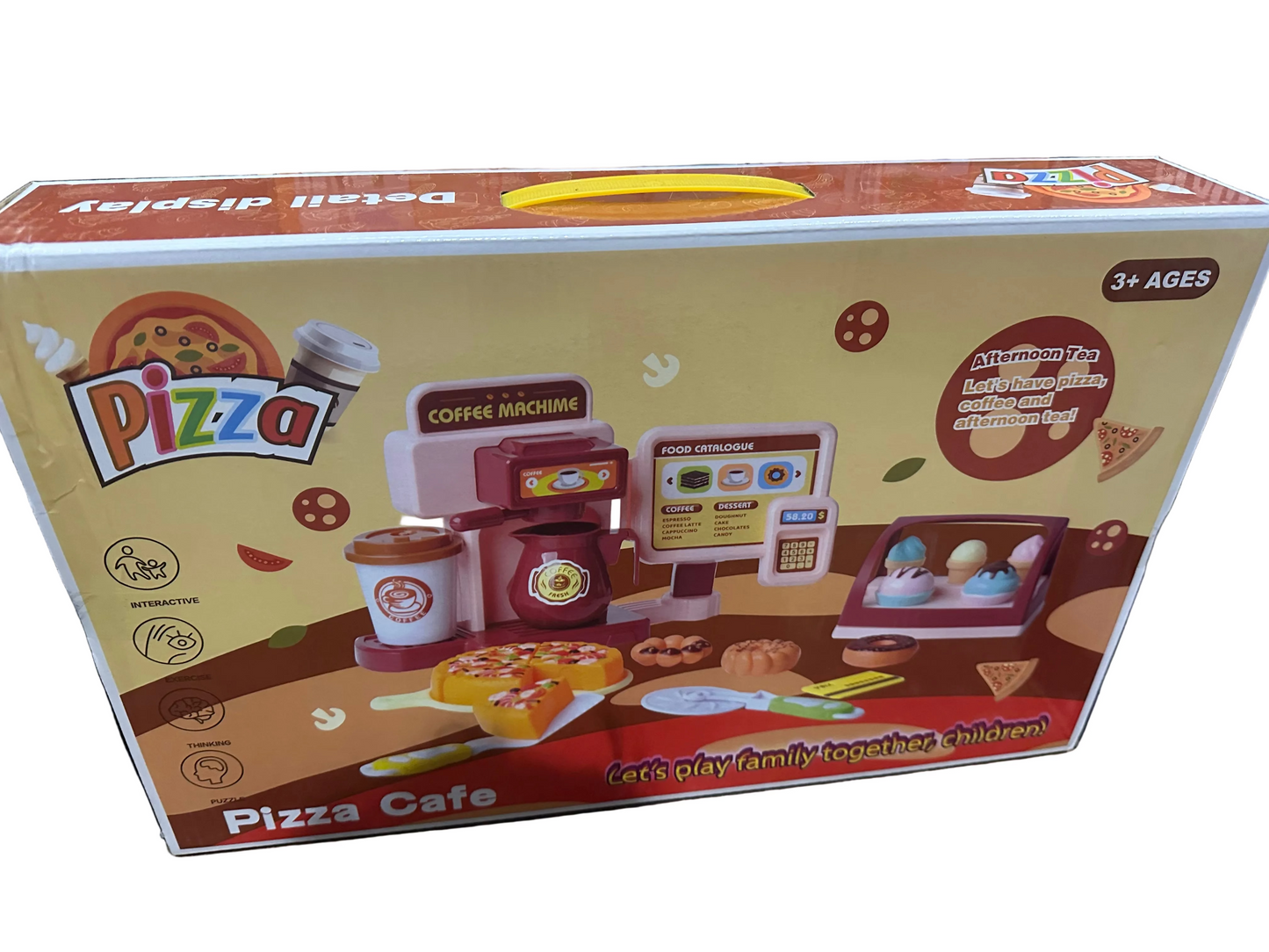 Pizza Café Pretend Play Kitchen Set – Coffee Machine, Pizza & Dessert Shop Role Play Toy (3+ Years)