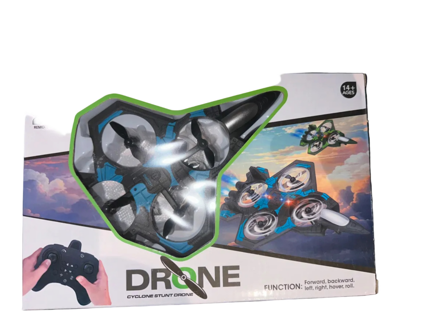 DRONE Cyclone Stunt Drone 2.4GHz RC Quadcopter – USB Rechargeable with Hover Mode & 360° Rolls