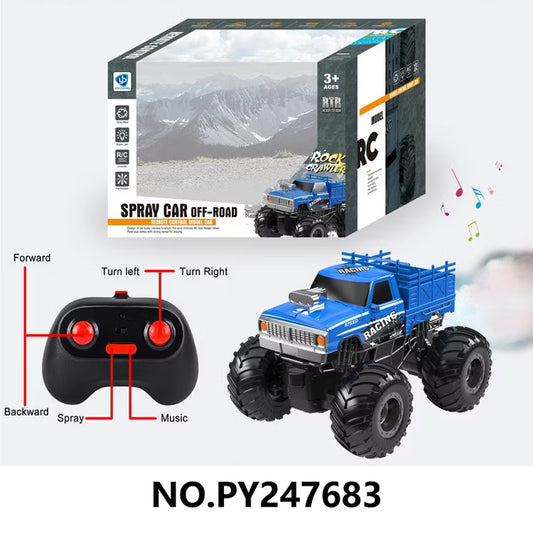 RC Spray Off-Road Monster Truck – Rock Crawler Remote Control Car with LED Lights