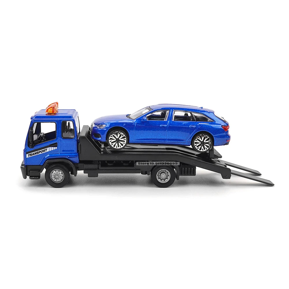 Bburago Audi A6 Avant Flatbed Transporter 1:43 Die-Cast Model Set – Official Licensed