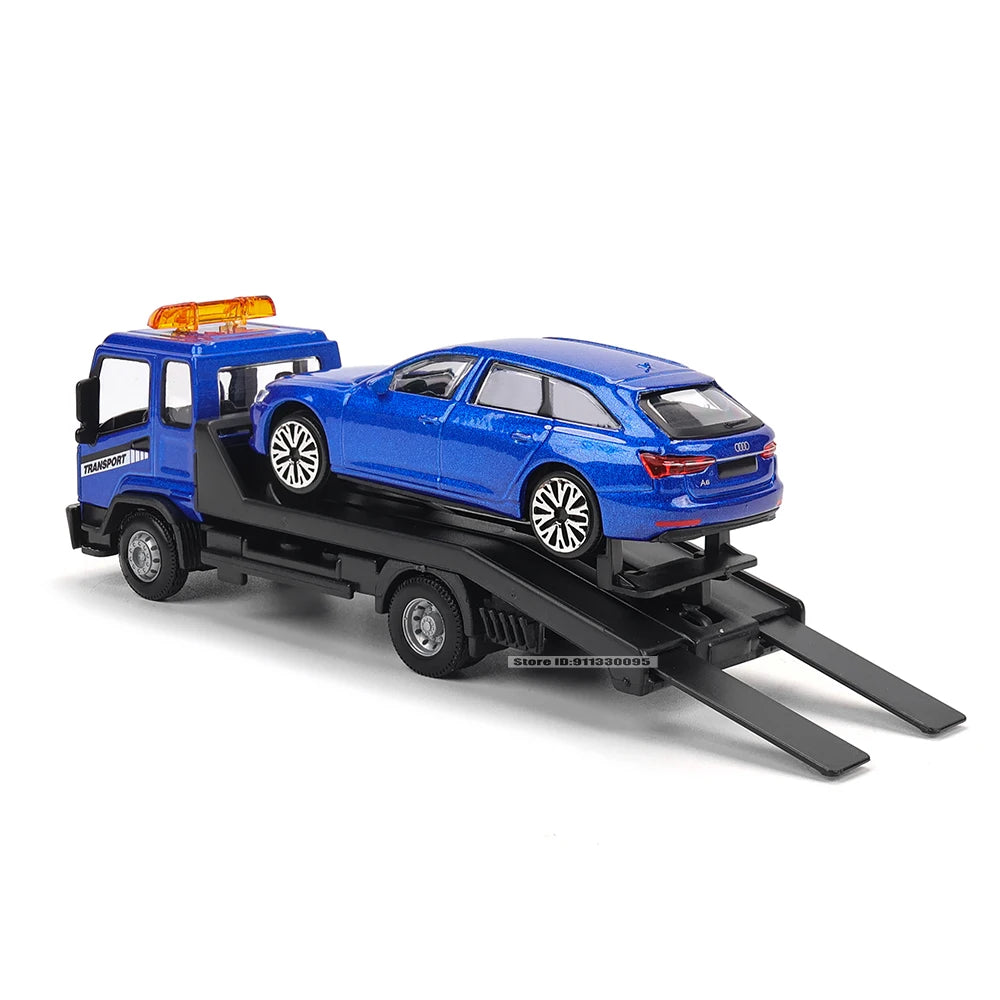 Bburago Audi A6 Avant Flatbed Transporter 1:43 Die-Cast Model Set – Official Licensed