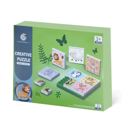 Creative Animals Puzzle Blocks With Stickes - Animal Puzzle (96pcs)