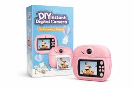 Pink Kids Instant Print Camera with Thermal Printing | 1080P HD Digital Camera for Kids with Selfie Camera, 2 Paper Rolls & Colour Pens