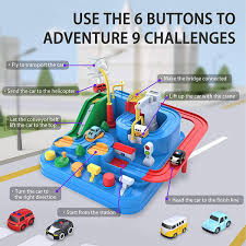 Car Adventure Toys | Puzzle Car Race Tracks Parking Playset For Toddles Boys Girls