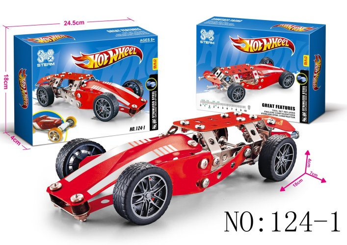 Meccano Blocks Set 124-1-6 Metal Racing Car Block Set